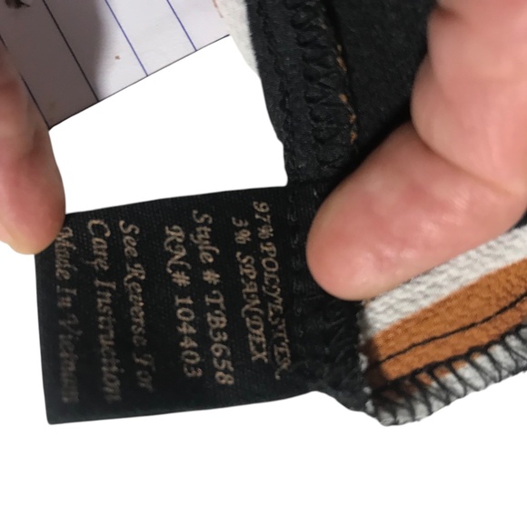 MINE Striped Long Sleeve Wrap Dress | Black Rust White Belted Midi - Picture 5 of 14